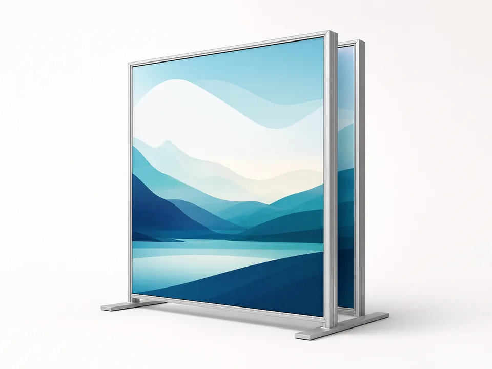 Double-sided freestanding SEG display