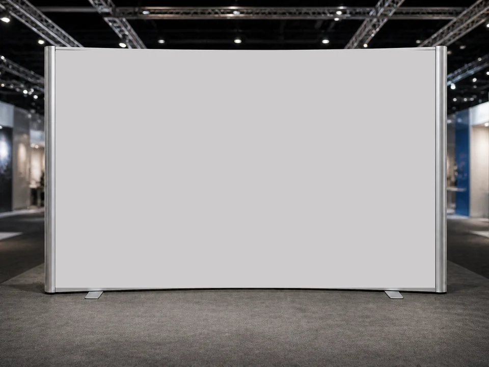 Portable curved pop-up trade-show stand